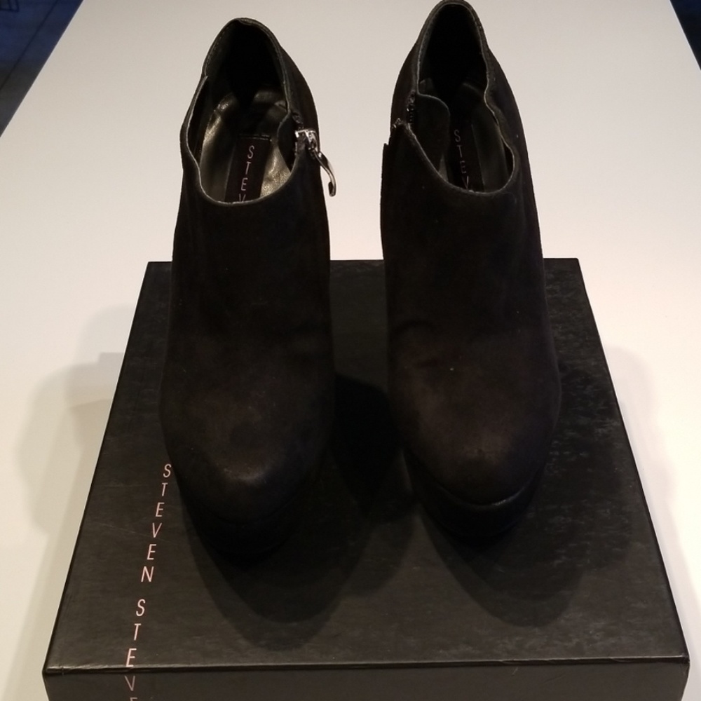 Steven By Steve Madden Eboniee Black Suede Booties - image 1